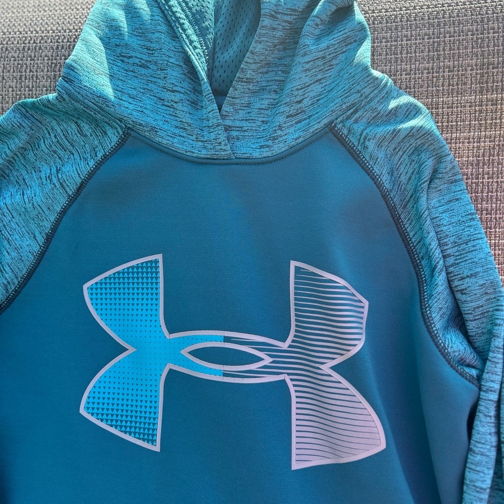 Under Armour teal blue loose fit boys large hoodie - Picture 2 of 4
